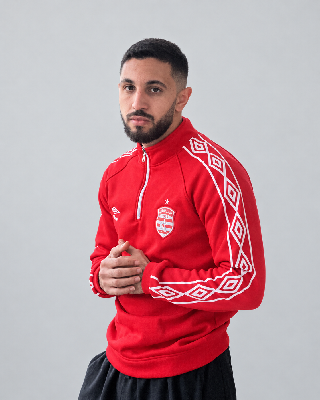 Half-Zip Club Africain en molleton gratté — Rouge et Noir